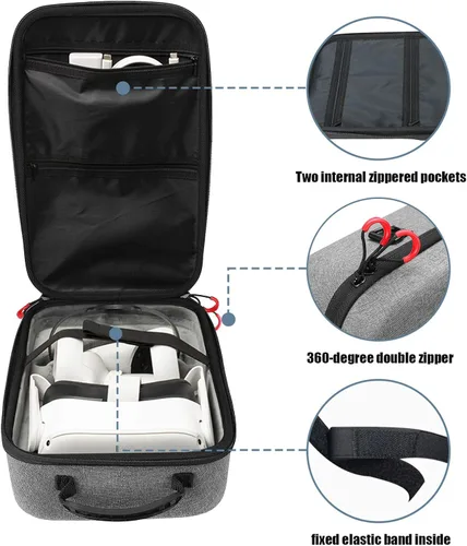 Vista 3 de ProCase Hard Travel Case Compatible for Meta Oculus Quest 2Oculus Quest VR Gaming Headset and Controllers Accessories, Shockproof Hard Shell