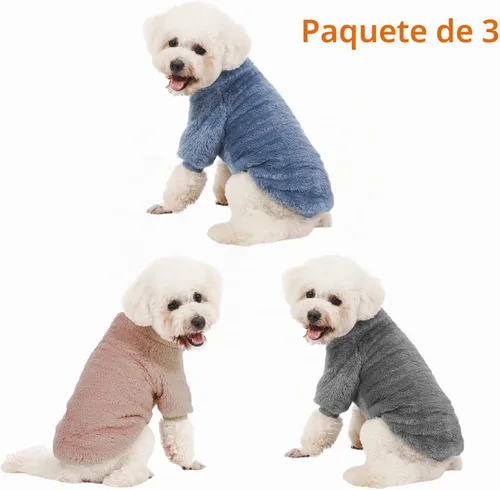 Vista 2 de Suéter para perro, paquete de 3 suéteres para perros pequeños, ropa para perros pequeños, hembras y machos, suéter ultrasuave y cálido