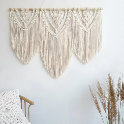 Vista 2 de Achart Colgante de Macramé para Pared Grande- Decoración de Pared Boho- Arte de Pared Grande- Decoración de Pared para Sala de Estar- Tapiz