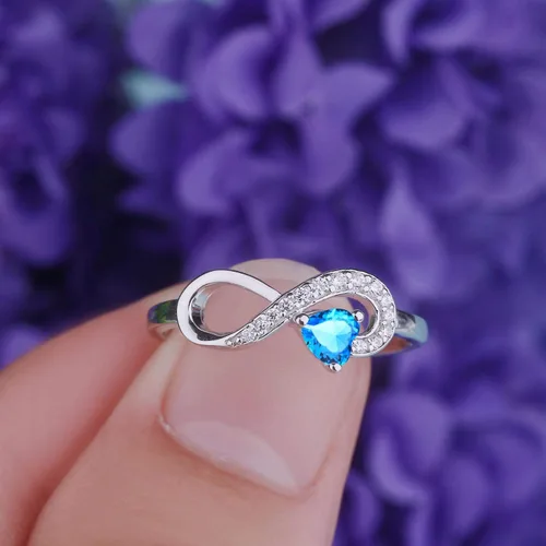 Vista 58 de Anillo Jo Wisdomo de compromiso. de plata esterlina, con corazón e infinito, anillo de amistad, para ella