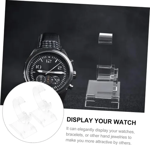 Vista 9 de Cabilock Soporte de plástico transparente para reloj, 2 piezas, vitrina de joyas de plástico, vitrina de reloj, relojes para hombre, soporte