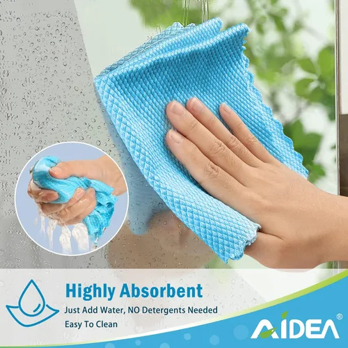Vista 2 de AIDEA Paños de limpieza de microfibra, 8 Paños de limpieza multiusos, paño de limpieza de microfibra para pulido, paño de limpieza de ventanas
