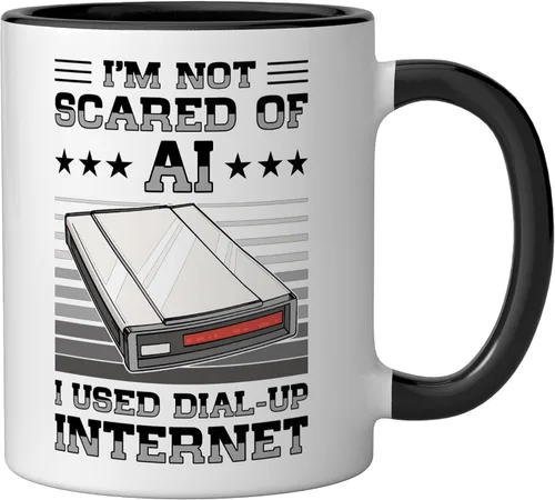Vista 2 de 90s Nostalgia Retro 90s Dial Up Internet Vintage Ceramic Mug, Black/White