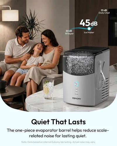 Vista 8 de Euhomy 2026 Upgraded Countertop Nugget Ice Maker, 35lbs Sonic Crushed Ice Grey