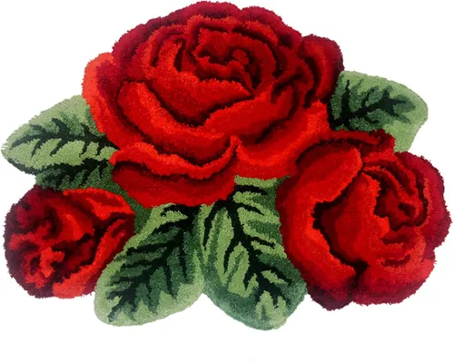 Vista 33 de Alfombrilla Abreeze con 4 rosas, alfombrillas con diseño de flores azul, hecha a mano, antideslizante (no se desliza), alfombrilla moderna, de puede