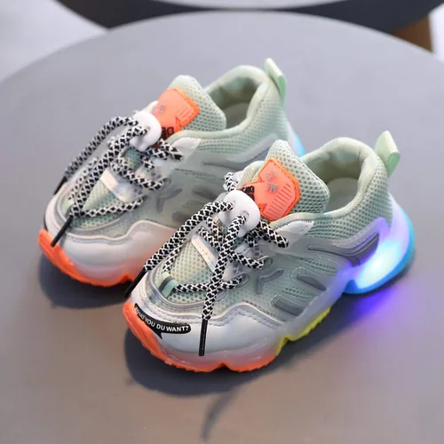 Vista 2 de Zapatos para caminar suaves del bebé del bebé,Niños Bebé Niñas Niños Bling Led Luz Luminosa Zapatillas Deportivas