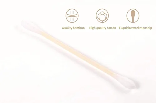 Vista 6 de 1500 piezas de algodón de bambú natural, hisopos de algodón biodegradables orgánicos