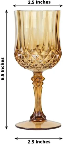 Vista 3 de Efavormart - Paquete de 6 copas de vino de plástico de 8 onzas con corte de cristal dorado ámbar, copas de cóctel inastillables teñidas cálidas