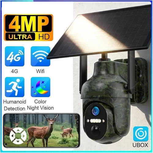 Vista 2 de Solar Powered Outdoor Surveillance Camera 4G Cam Add 64GB