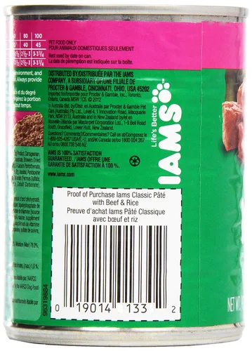 Vista 5 de Iams, Alimento prémium para perros, plato de carne de res y arroz, 13.2 onzas
