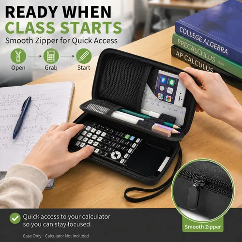 Vista 9 de ALKOO - Funda rígida para calculadora Texas Instruments TI-84 Plus CE, solo Negro