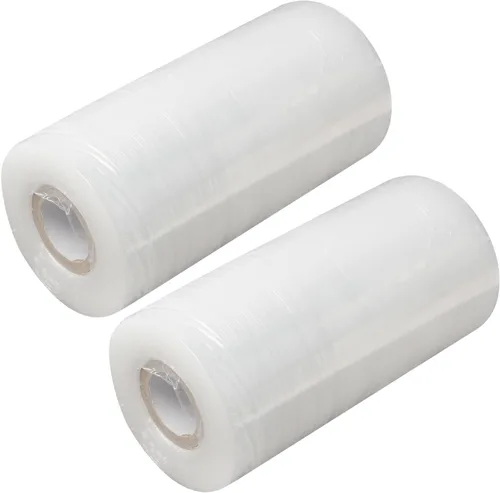 Vista 5 de 2 rollos de película elástica preestirada de 5.91 pulgadas x 656.2 ft/656.16 pies, plástico transparente para mudanza y embalaje, envoltura elástica