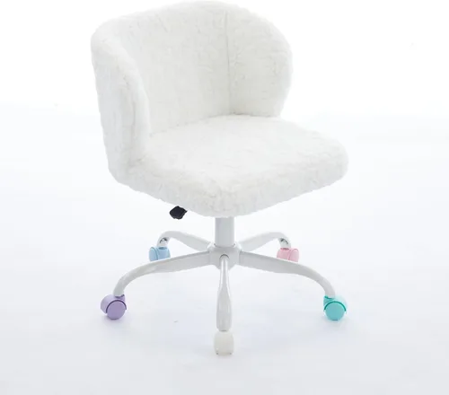 Vista 14 de Silla de tocador de piel sintética rosa bebé, silla de escritorio