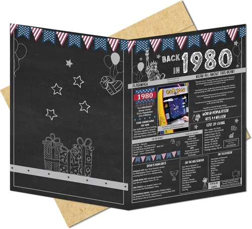 Vista 11 de Ideas de regalos de cumpleaños número 55 para hombres o mujeres. Tarjeta de felicitación gigante de Back In 1970. Suministros para decoración