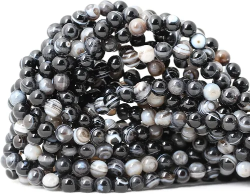 Vista 32 de Cuentas redondas sueltas de ágata estilo antiguo vena de dragón de 6mm, cuentas para diseño de joyas, 60 cuentas Ágata de vena de dragón