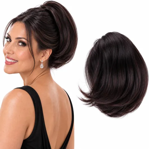 Vista 12 de CAISHA Cola de caballo con clip de mariposa para el cabello moño peinado nupcial hepburn moño Scrunchie recto negro H401 Negro #1 H401