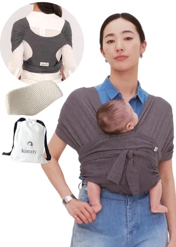 Vista 19 de Portabebés Konny Flex AirMesh con Soporte para la Cabeza - Canguro Ajustable, Fácil de Usar, Sin Manos, Fular Transpirable para Bebé, Perfecto