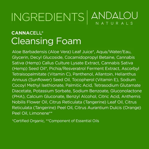 Vista 7 de Andalou Naturals CannaCell Espuma limpiadora, botánica, 5.5 onzas líquidas