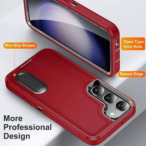 Vista 2 de BaHaHoues Funda para Samsung Galaxy S23+ Plus con soporte integrado, a prueba de golpes y caídas de grado militar para Galaxy S23 Plus (rojo/negro)