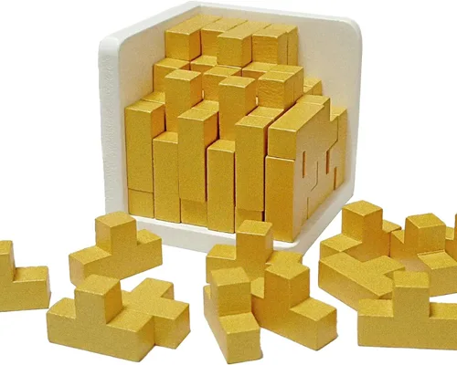 Vista 4 de Rompecabezas de madera 3D rompecabezas de madera en forma de T, rompecabezas de lógica, rompecabezas educativo para niños y adultos (negro)