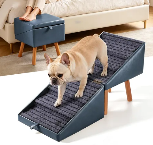 Vista 8 de Rampa plegable para perros para sofá, rampa antideslizante de madera para marrón burdeos