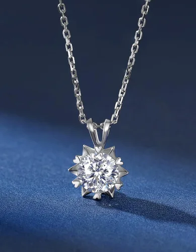 Vista 9 de MomentWish Collar con dije, regalo brillante de aniversario para mujer, collar de moissanita de 1 quilate para mujer, collar solitario de plata