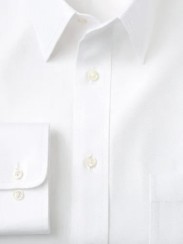 Vista 2 de Paul Fredrick Camisa de vestir de espiga de color sólido sin planchado ajuste a medida para hombre