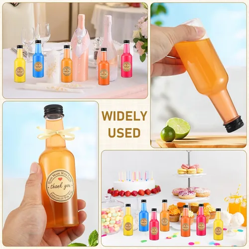 Vista 5 de Roshtia Mini botellas de licor – 30 piezas con 2 hojas de calcomanías, botellas de plástico de 5 onzas de alcohol espiritual para bodas, suministros