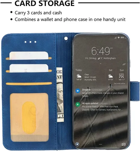 Vista 3 de jioeuinly Funda compatible con Celular Kalley Element 5+Plus Funda de teléfono Flip Stand Cover PU Funda de piel tipo cartera azul