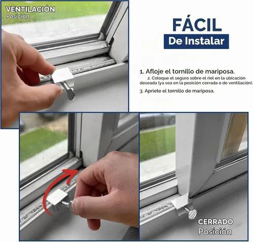 Vista 6 de Prime-Line Cerradura de seguridad de ventana deslizante para riel de 1/8 pulgadas, aluminio (paquete de 4)