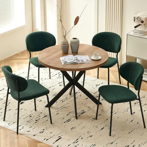 Vista 31 de Homedot Juego de 2 sillas de comedor tapizadas negras, modernas sillas de cocina de mediados de siglo tapizadas con cojín acolchado para comedor