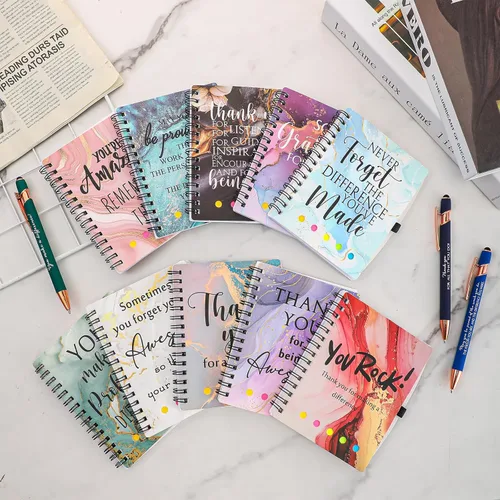 Vista 4 de Zhanmai Juego de 20 cuadernos inspiradores en espiral con bolígrafo motivacional, regalo de agradecimiento, pantalla táctil para profesores