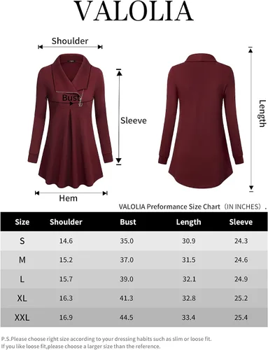Vista 6 de VALOLIA Sudadera casual de manga larga con cremallera y solapa para mujer, túnica a la moda