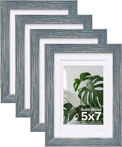 Vista 93 de Egofine - Juego de 4 portarretratos A4 de madera maciza y cubierta de plexiglás de 4 x 6/6 x 8 pulgadas con paspartú o A4 sin paspartú, para mesa