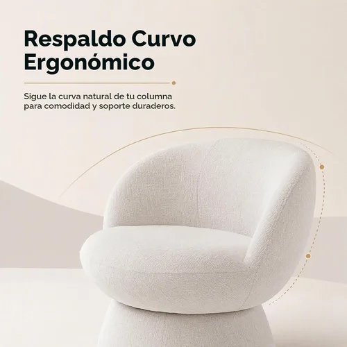 Vista 6 de Silla giratoria blanca para tocador, silla de barril con blanco 02