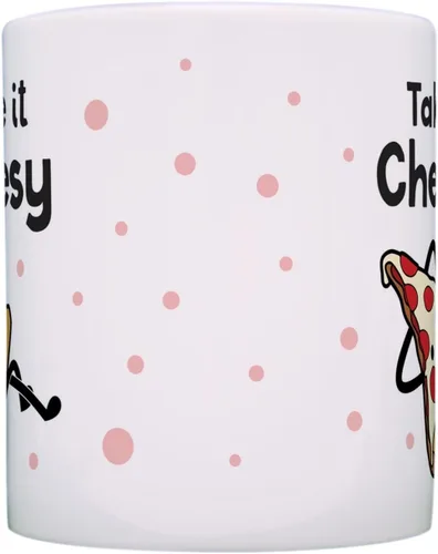 Vista 4 de Taza divertida con temática de pizza, taza de café de cerámica con asa de 11 onzas, color blanco Ceramic Coffee Mug With Handle, Microwave and