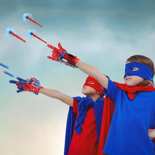 Vista 6 de 2 paquetes de lanzadores de telaraña de araña para niños, guante de lanzador de plástico con juego de muñeca, lanzador de telaraña para decoraciones