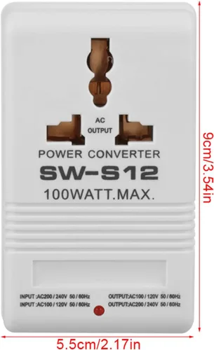 Vista 7 de Adaptador de convertidor de voltaje, 100 W, 110 V/120 V a 220 V/240 V, transformador de convertidor de voltaje de paso hacia arriba y hacia abajo
