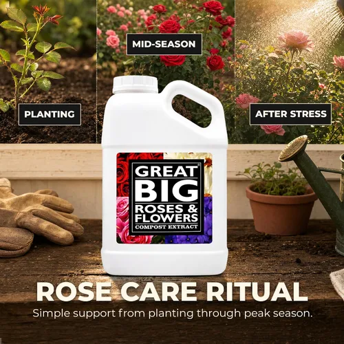 Vista 7 de Great Big Roses and Flowers - Potenciador de fertilizante líquido de rosas y flores, 70 minerales, extracto de compost, activador de suelo de jardín