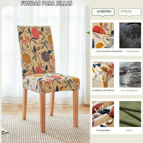 Vista 4 de Secgo - Juego de 2 fundas para sillas de comedor, funda elástica para sillas de comedor, fundas lavables de elastano para sillas de cocina Parsons