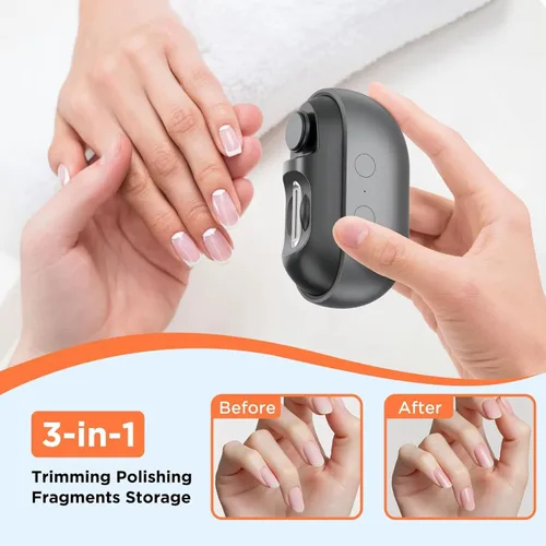 Vista 5 de Cortaúñas eléctrico Easy Clip para personas mayores y niños, recortador automático de uñas con luz LED, herramienta de cuidado de uñas 3 en 1