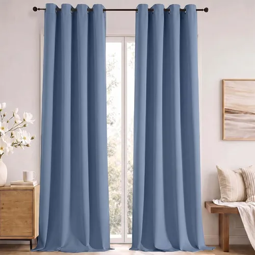 Vista 56 de Simplebrand Cortinas blancas puras de 96 pulgadas de largo para oscurecer la habitación, juego de 2 paneles para dormitorio/sala de estar, bloqueo