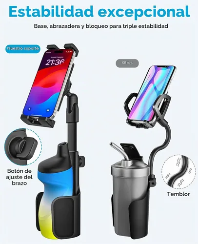 Vista 5 de Soporte para tablet para portavasos de coche, base abierta que ahorra
