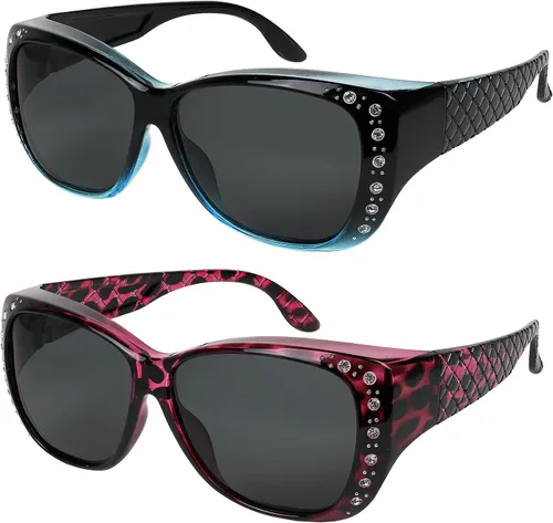 Vista 19 de Sunglasses that Fit Over Glasses for Women UV Protection Polarized and HD Vision Fitover Eyeglasses Paquete de 1: Marco negro con lente de espejo
