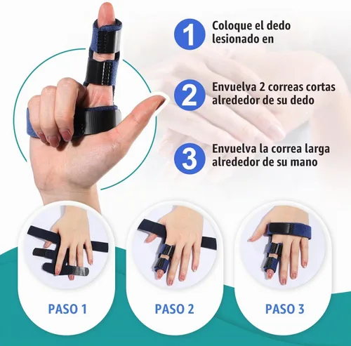 Vista 6 de Sumifun Férula de dedo de gatillo para mano derecha e izquierda, soporte de dedo de mazo para anillo medio índice meñique, para enderezar los dedos