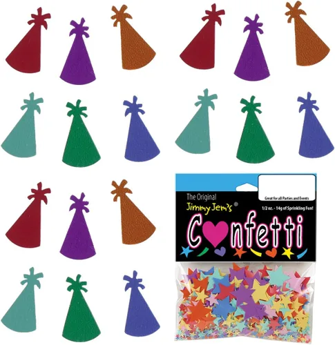 Vista 2 de Sombrero de fiesta de confeti multicolor – 4 bolsas de media onza (2 oz) #8659 Q02