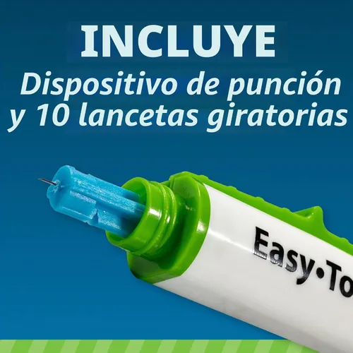 Vista 6 de EasyTouch Sistema de monitoreo de glucosa con 3.3 ft, 10 lancetas giratorias, 1 dispositivo de punción Medidor rápido, preciso y fácil de usar