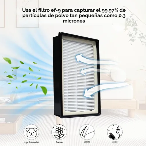 Vista 7 de Filtro Hepa EF-9 para aspiradoras verticales 53296 40195 y envase Modelo 22614 10065 y 31140