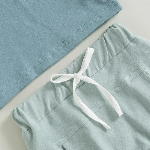 Vista 13 de Conjunto de camiseta de manga corta para bebé niño y niña, camiseta de manga corta, pantalones cortos casuales, ropa para recién nacidos, 6, 12, 18