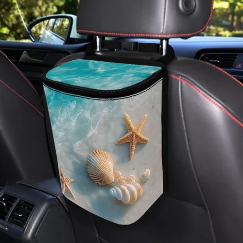Vista 46 de Talayituse Cubo de basura portátil con estampado de camuflaje de bandera estadounidense, accesorios interiores de vehículos multifuncionales